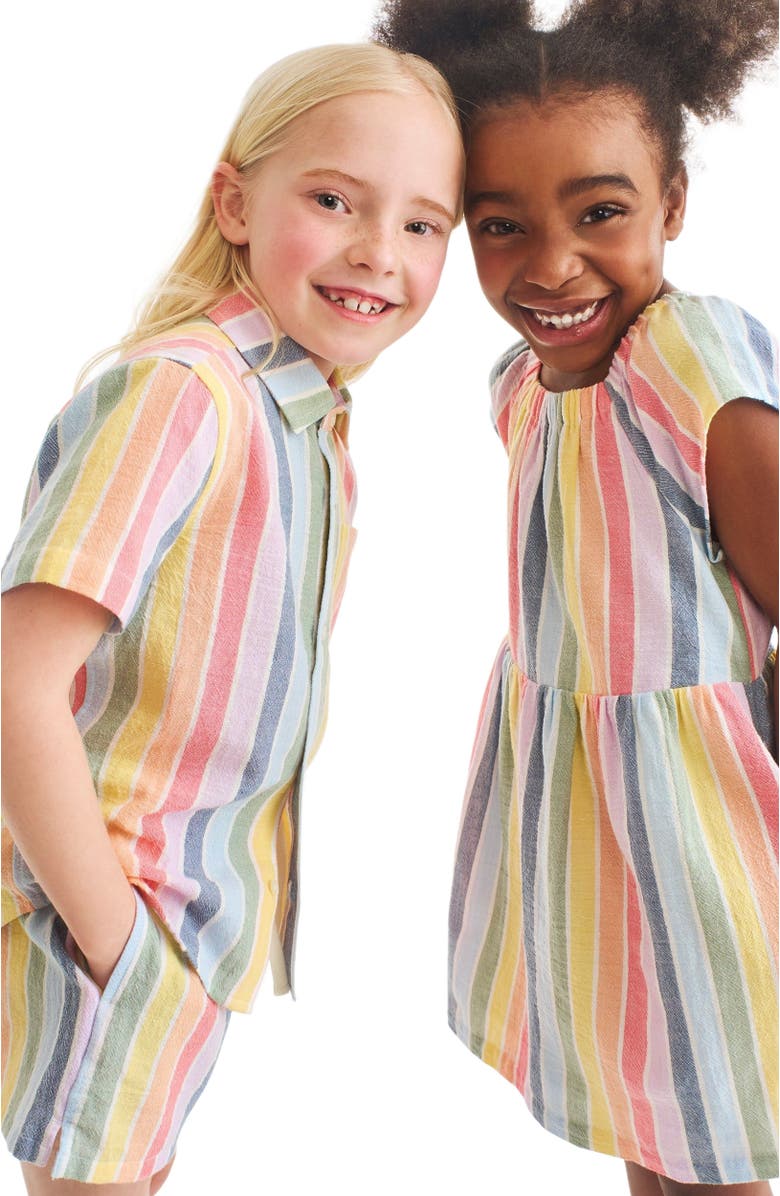 Primary Kids Beach Short In Rainbow Stripe, Alternate, color, Rainbow Sunrise Stripe