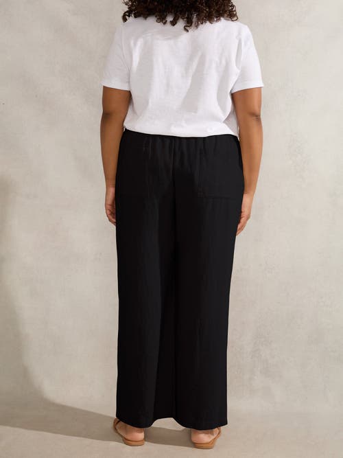 Live Unlimited Linen Full Length Drawstring Pants In Black