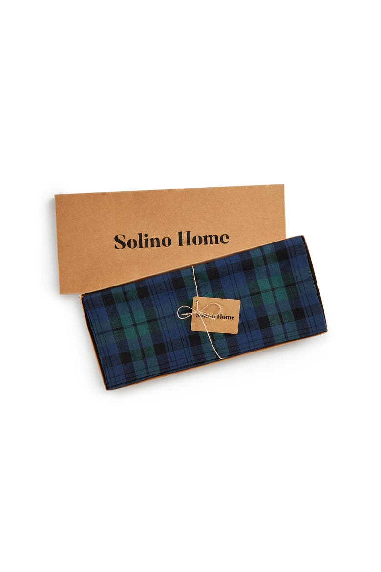 Linen Table Runner - Blackwatch Plaid, Alternate, color, Blue and Green