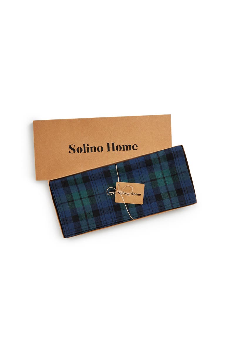 Solino Home Linen Table Runner for Dining Table, Holiday and Everyday Table Decor - Blackwatch Plaid, Alternate, color, Blue And Green