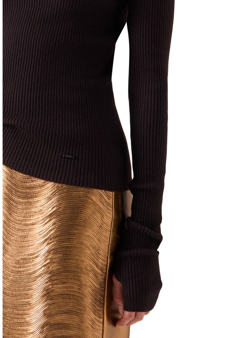 Cashmere & Silk Rib Funnel Neck Sweater, Alternate, color, COFFEE