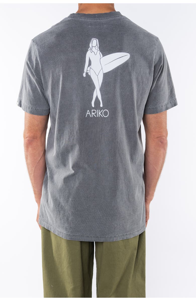 ARIKO Gender Inclusive Surf Girl Graphic T-shirt, Alternate, color, Sea Grey