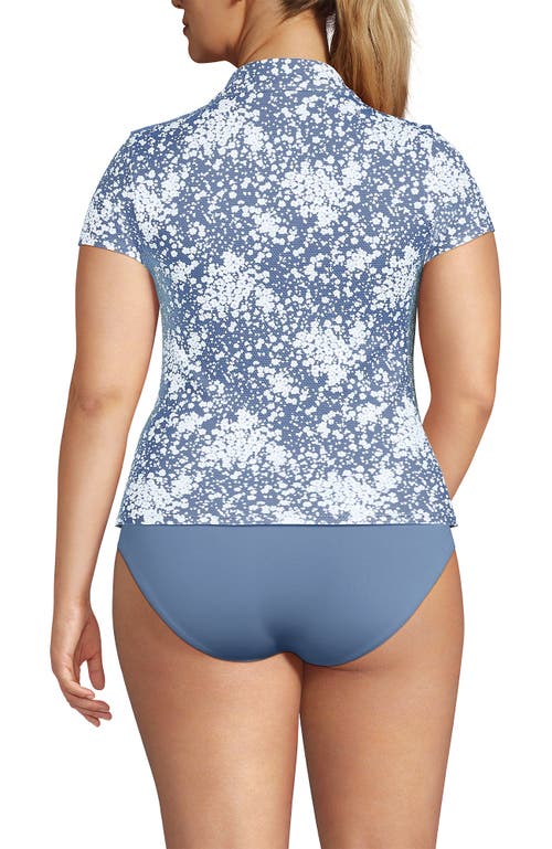 LANDS' END LANDS' END PLUS SIZE SHORT SLEEVE PIQUE JOHNNY COLLAR UPF 50 RASH GUARD 
