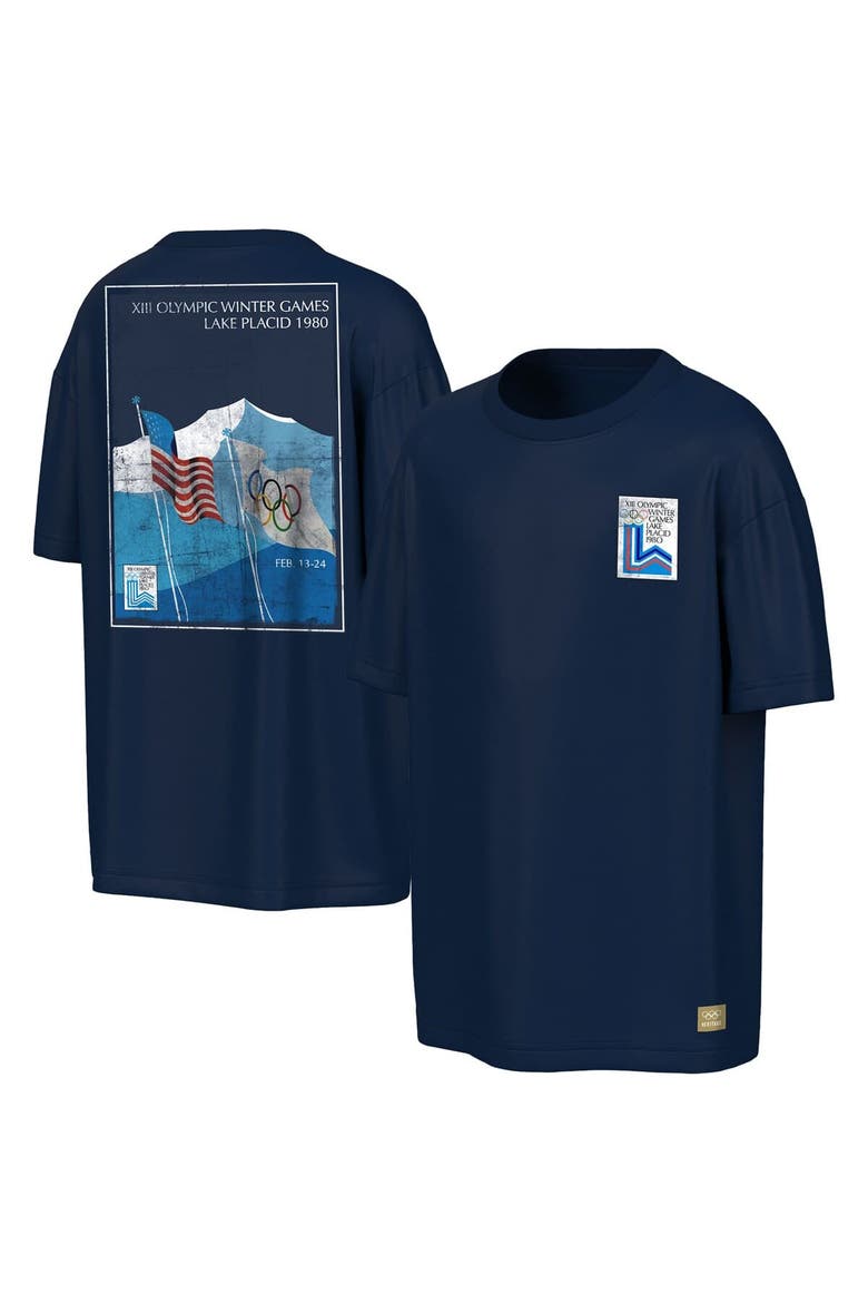 Men's Outerstuff  Navy Lake Placid 1980 Winter Olympics Mountain View T-Shirt, Main, color, Navy
