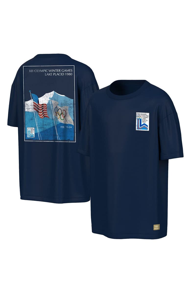 Outerstuff Men's Outerstuff Navy Lake Placid 1980 Winter Olympics Mountain View T-Shirt, Main, color, Navy