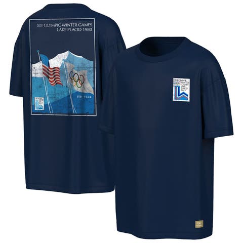Men's Outerstuff  Navy Lake Placid 1980 Winter Olympics Mountain View T-Shirt