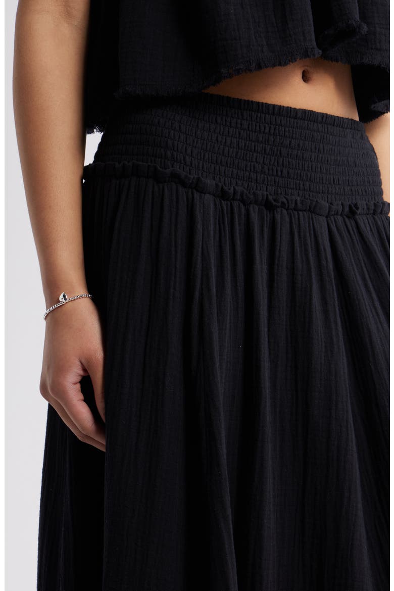 Cotton Gauze Tiered Maxi Skirt, Alternate, color, BLACK