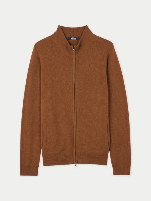 Gobi Mongolian Cashmere Full-zip Cashmere Cardigan In Chipmunk