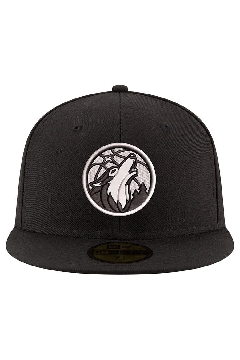 Men's New Era Black/White Minnesota Timberwolves 59FIFTY Fitted Hat, Alternate, color, Black