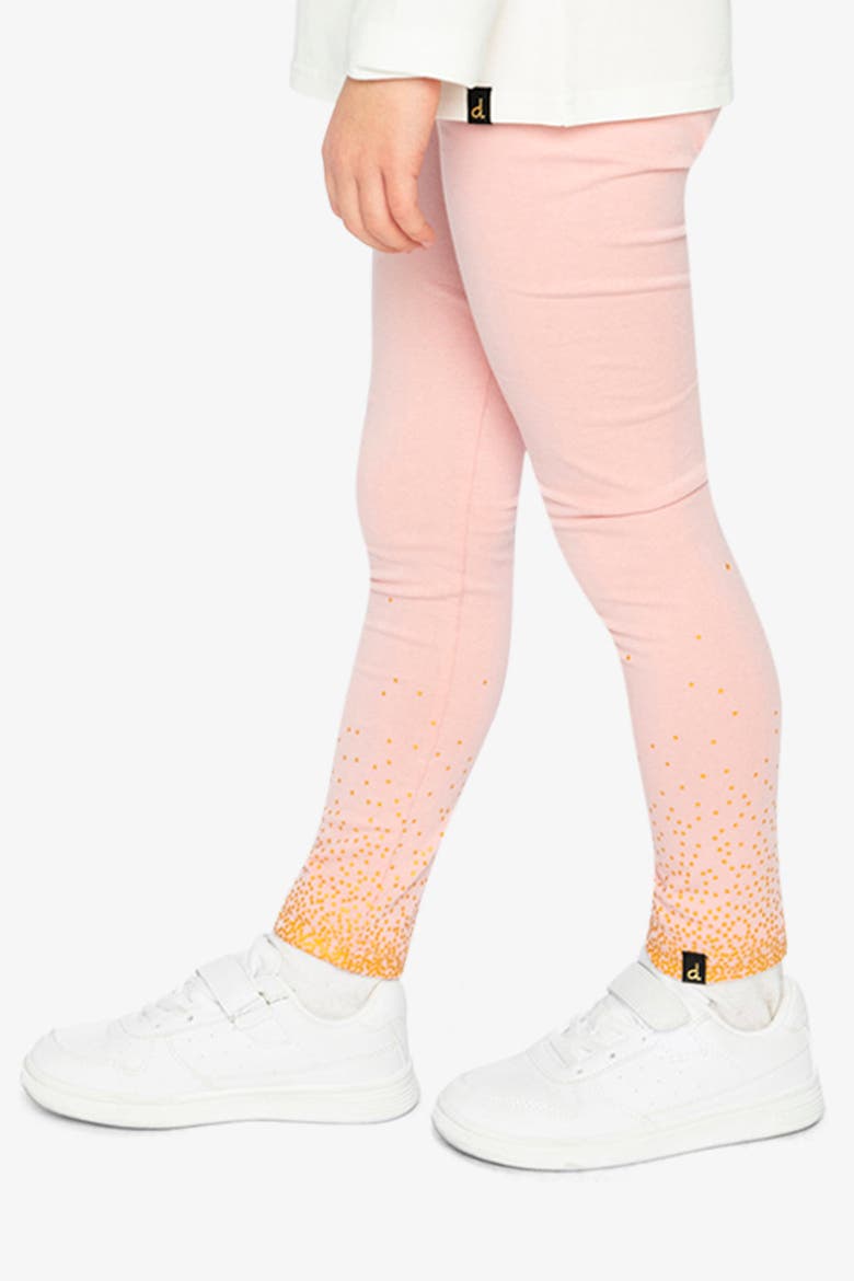 Organic Cotton Glitter Hem Elastic Waist Leggings, Alternate, color, Pale Dusty Pink