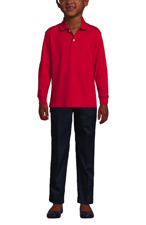 School Uniform Kids Long Sleeve Interlock Polo Shirt