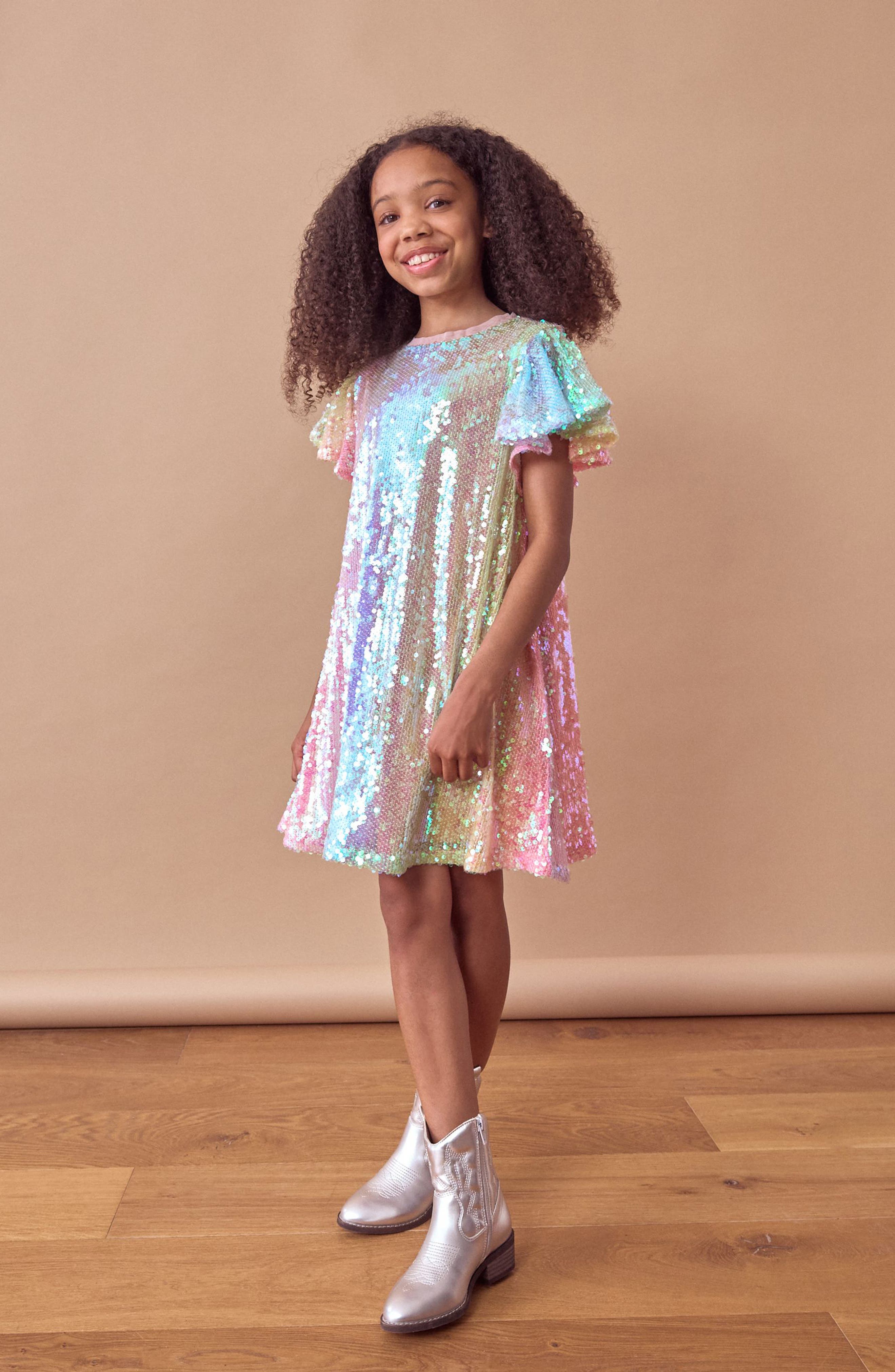 rainbow sequin dress nordstrom Kids' Rainbow Sequin Party Dress (Women)