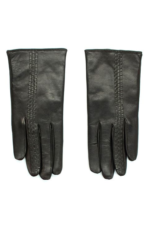 Contrast Stitch Leather Gloves