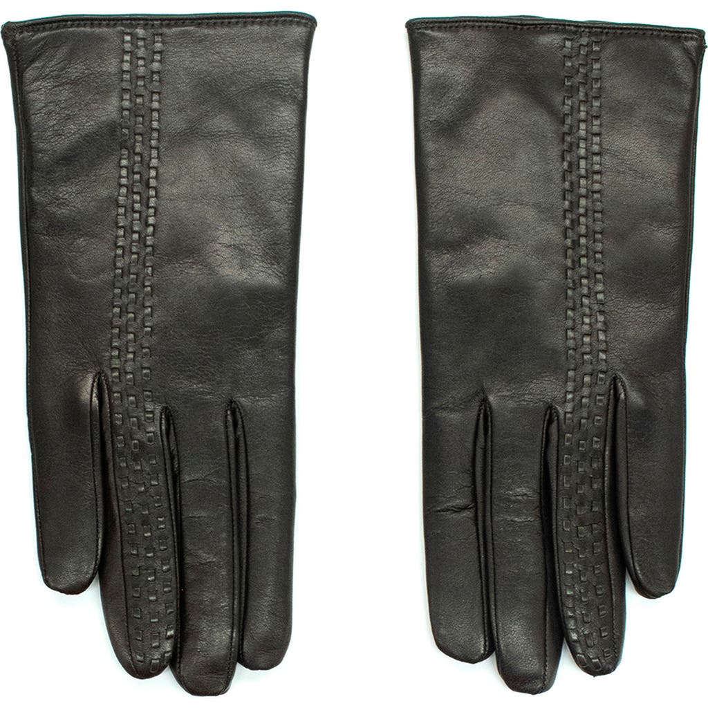 Portolano Contrast Stitch Leather Gloves In Black