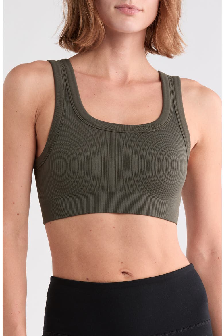 Seamless Square Neck Bra, Main, color, GREY HARBOR