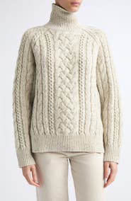 TOTEME Cable Stitch Wool Turtleneck Sweater