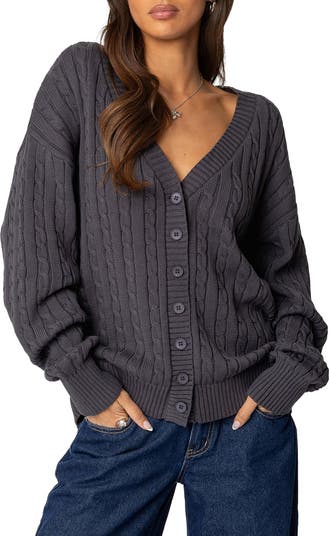 Francine Oversize Cable Cotton Cardigan