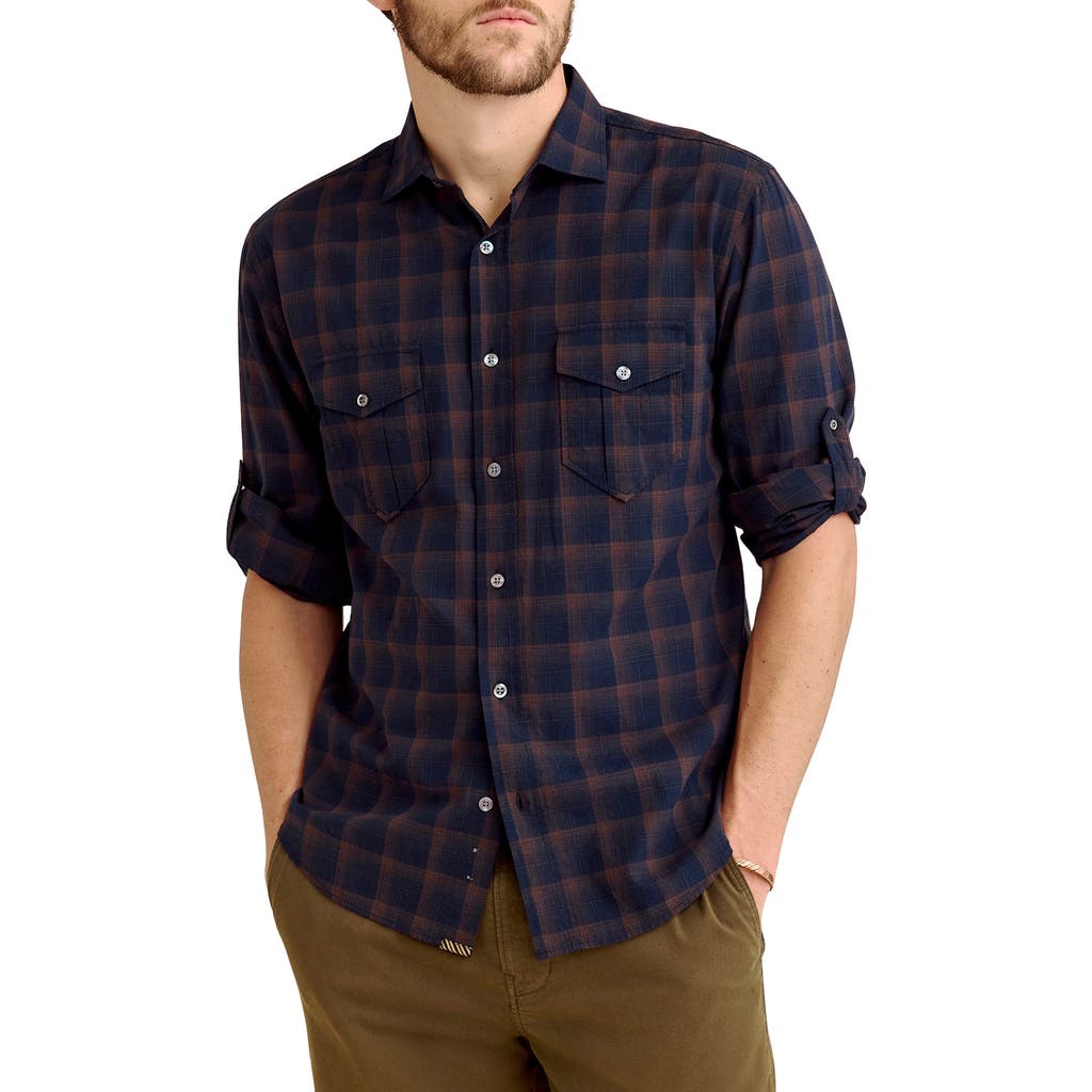 Billy Reid Scout Shadow Plaid Button-up Shirt In Blue