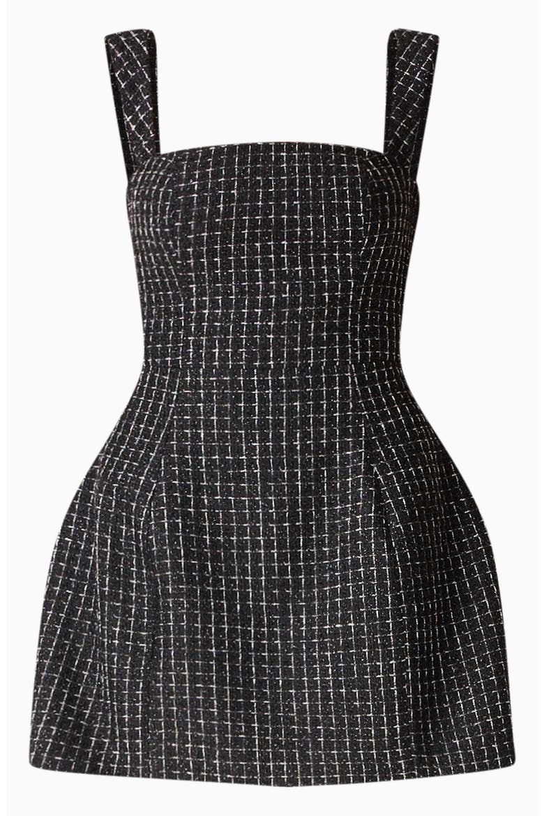 Galadirel Check Tweed Minidress, Alternate, color, BLACK