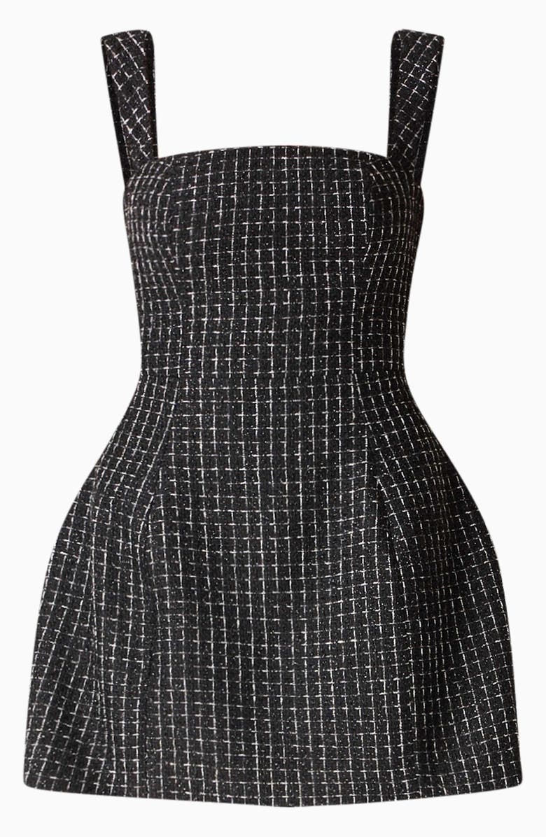 Elliatt Galadirel Check Tweed Minidress, Alternate, color, Black