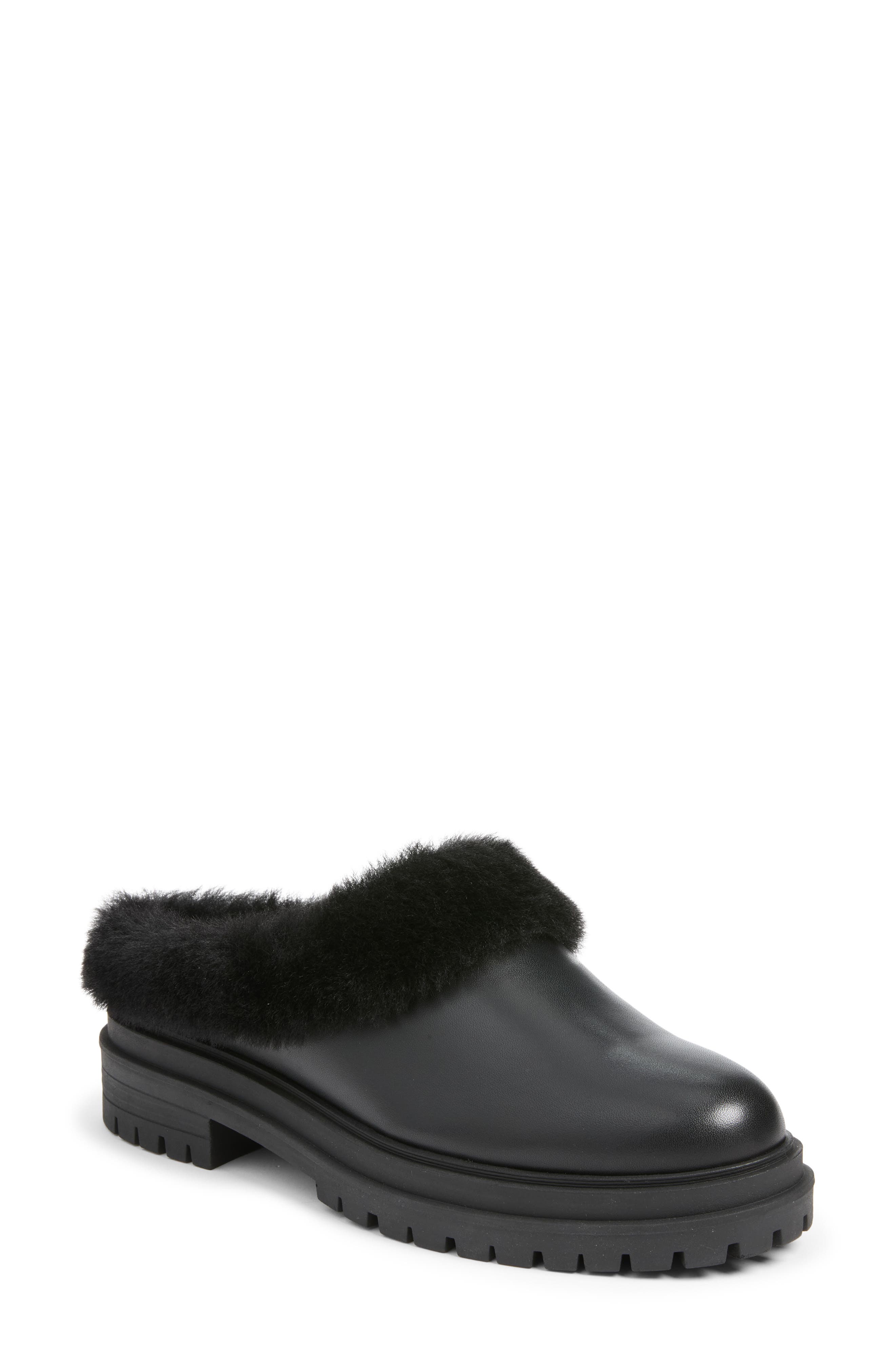 Bedford Genuine Shearling Clog, Main, color, BLACK