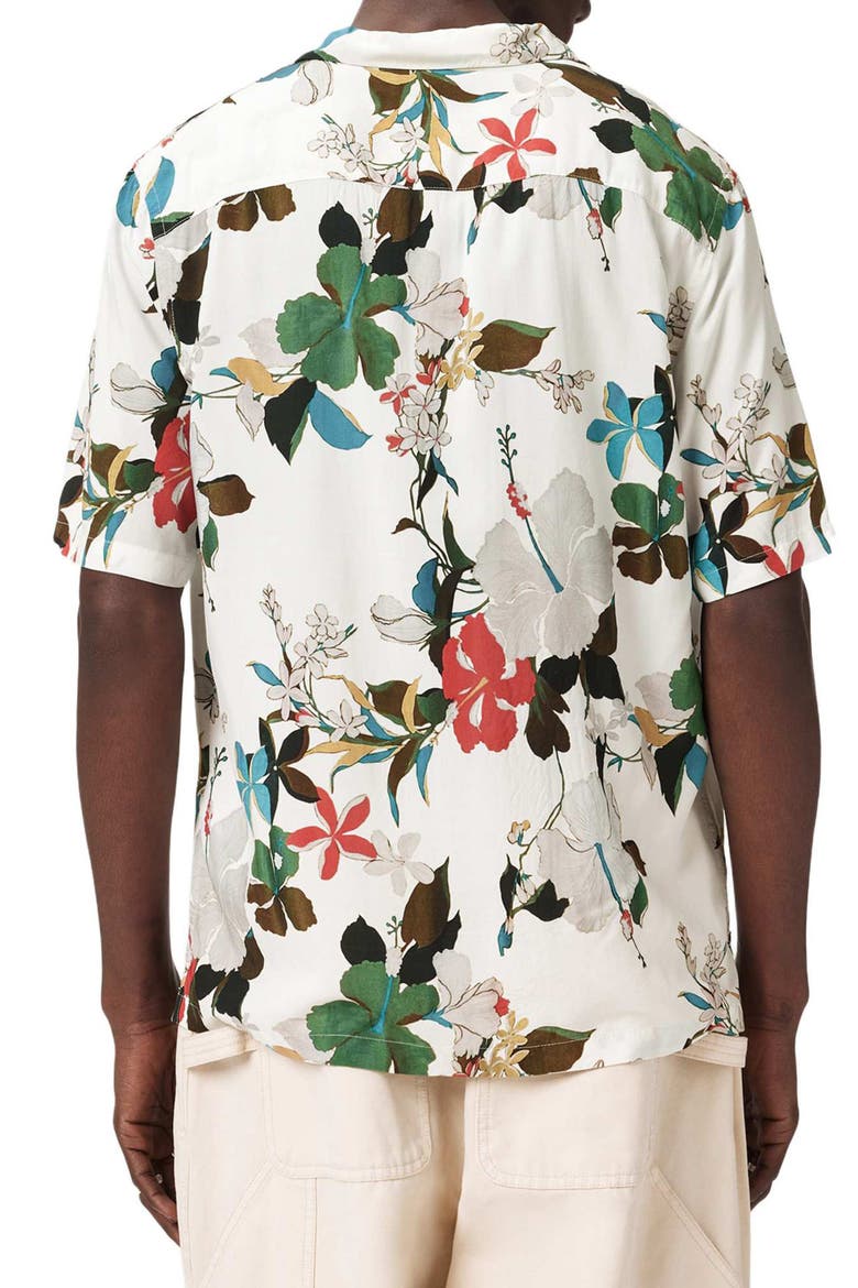 Koh Chang Floral Short Sleeve Cotton Button-Up Shirt, Alternate, color, OFF WHITE
