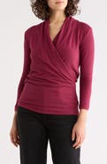 Renee C Surplice Long Sleeve Brushed Knit Top