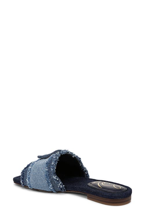Sam Edelman Bambi Fray Slide Sandal Blue Multi Twill In Blue Multi