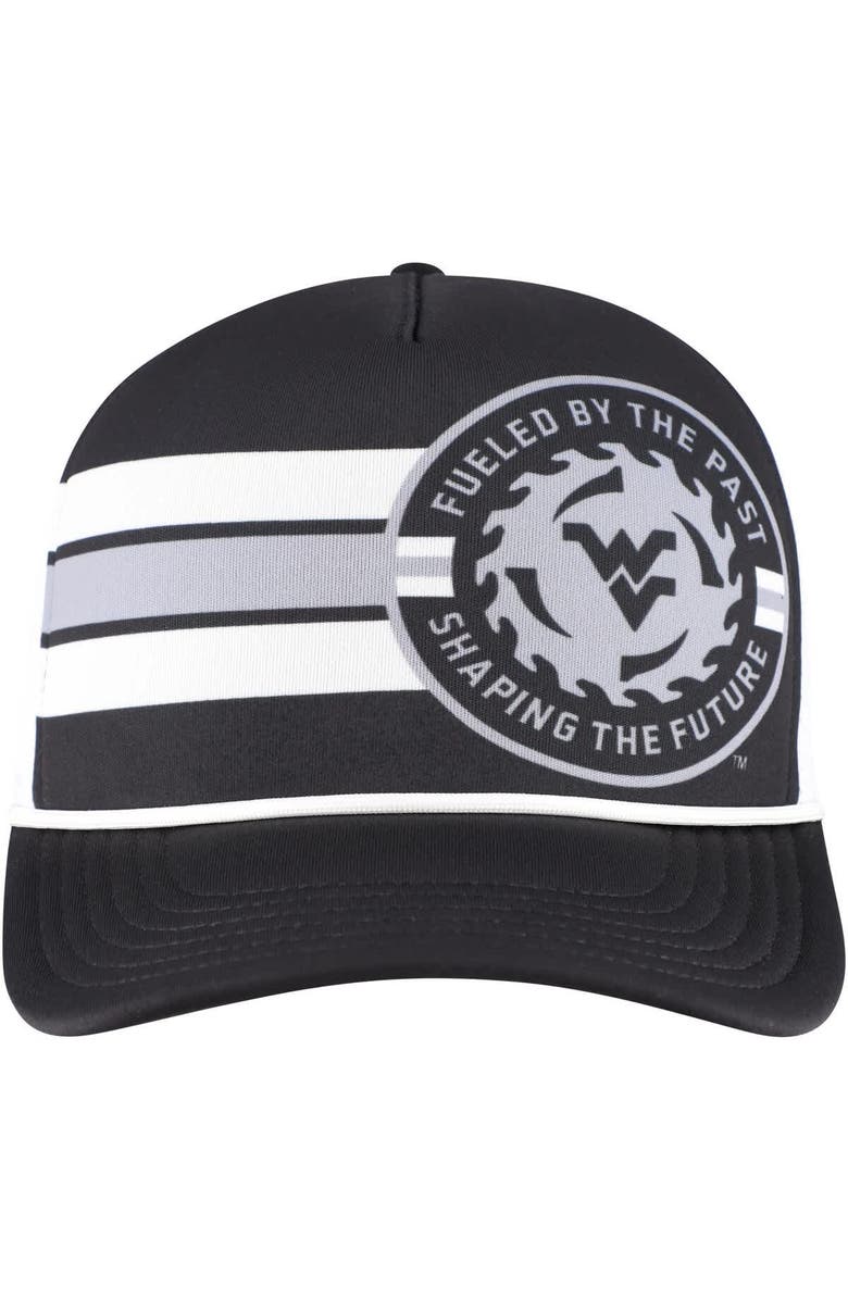 LEGACY ATHLETIC Men's Legacy Athletic Black West Virginia Mountaineers Built on Bravery Running Circle Trucker Adjustable Hat, Alternate, color, Black