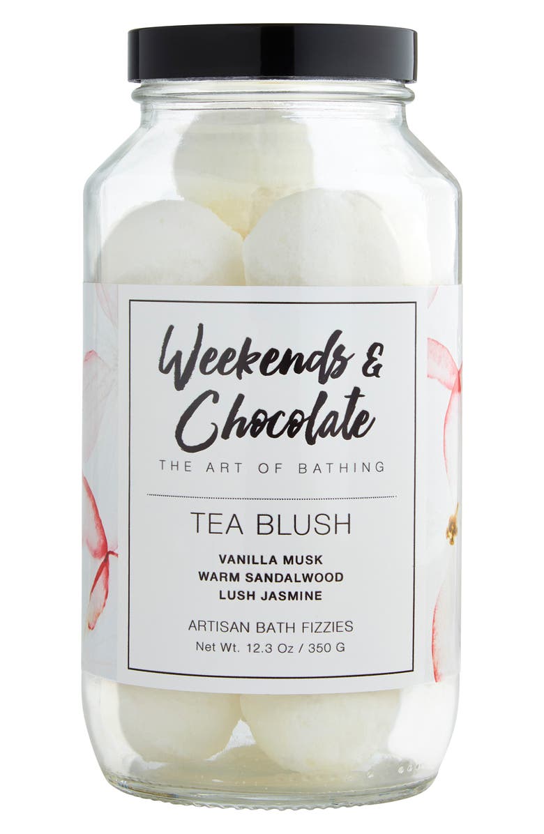 Weekends & Chocolate Tea Blush Bath Fizzies, Main, color, 