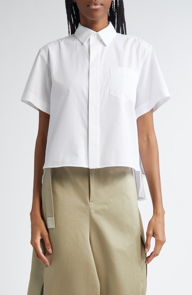 Sacai Ruffle Poplin Shirt, Main, color, 