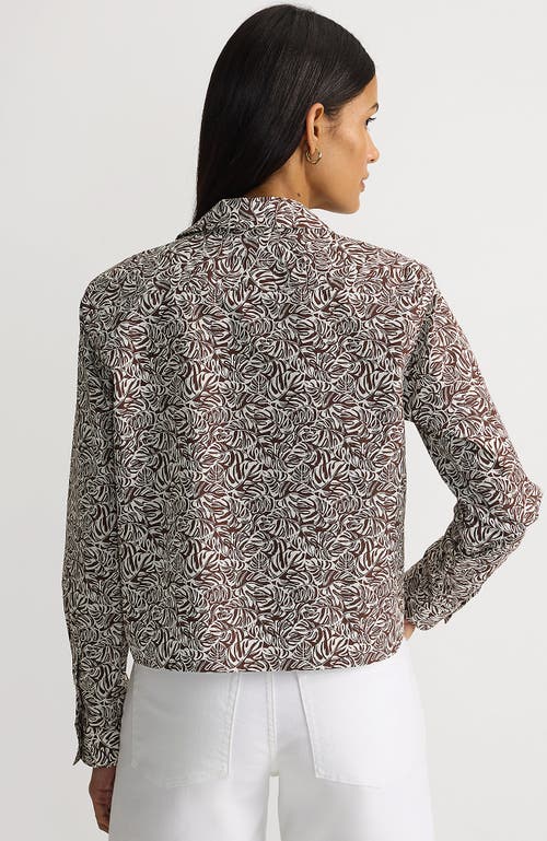 Lands' End No Iron Boxy Cropped Shirt In Gray
