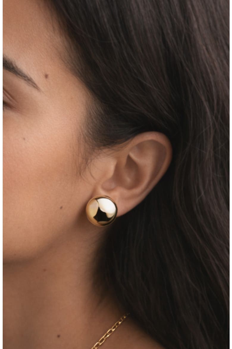 Button Stud Earrings, Alternate, color, GOLD