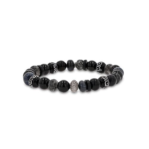 Sheryl Lowe Black Mix 8mm Bead Bracelet With Diamond Donut In Multi