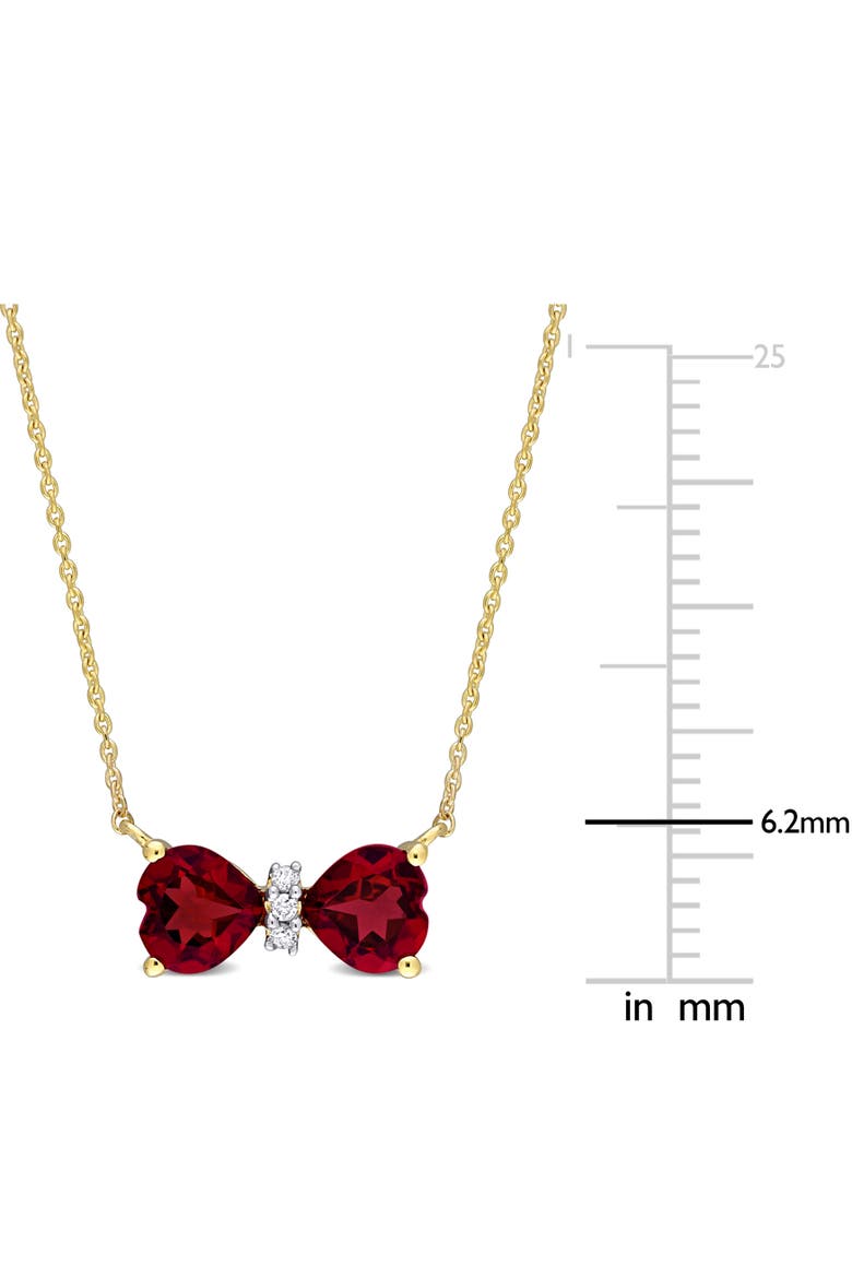 Gemstone & Diamond Bow Necklace 10K, Alternate, color, Garnet/Gold