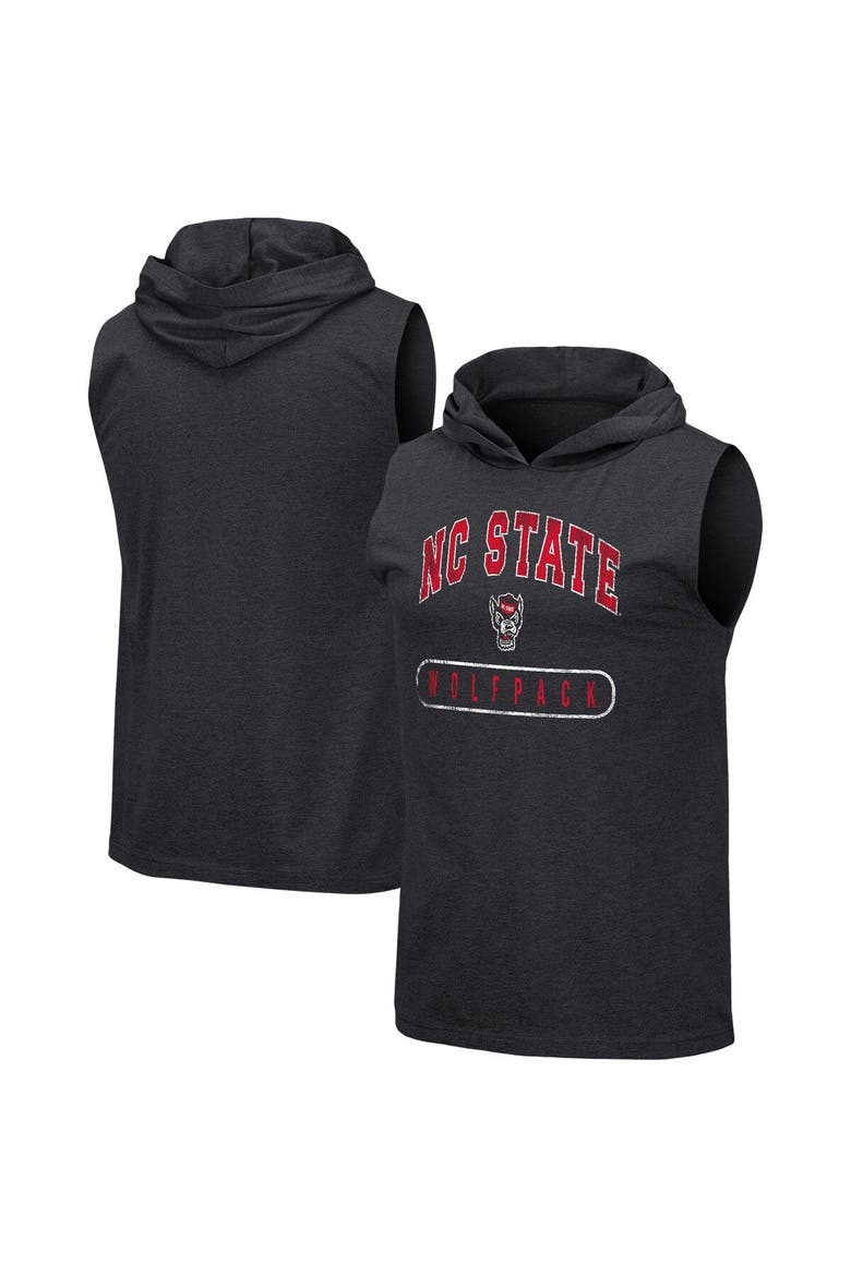 Men's Colosseum Heather Black NC State Wolfpack Varsity Team Hoodie Tank Top, Main, color, Black