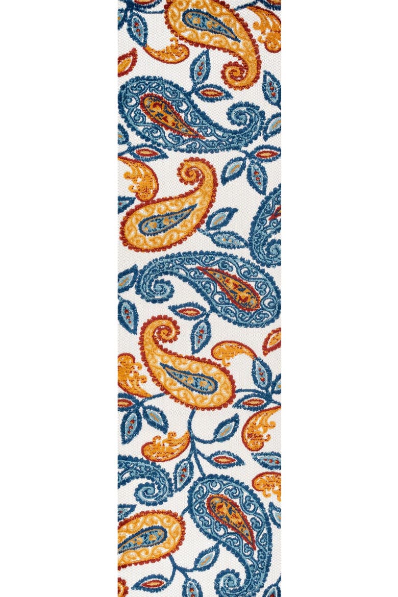 Julien Paisley High-Low Light Indoor/Outdoor Area Rug, Alternate, color, Orange/Blue