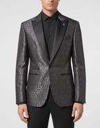 PHILIPP PLEIN Jacquard Blazer Regular Fit Monogram Men