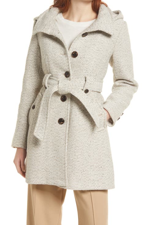 Belted Hooded A-Line Coat