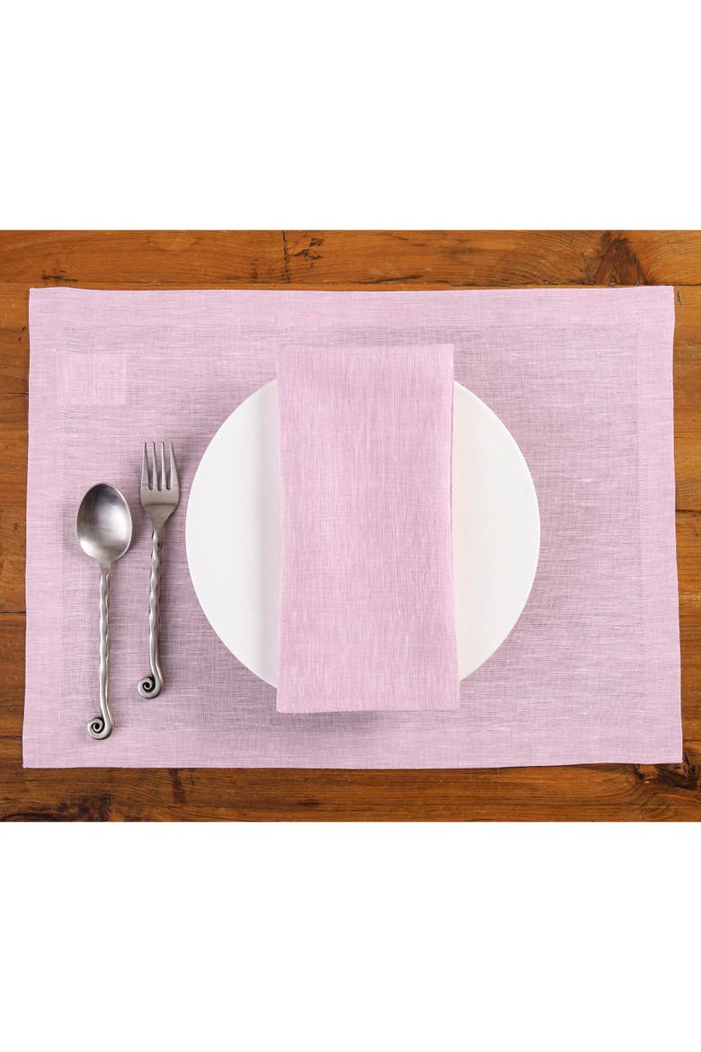 Linen Placemats Set of 4, 14 x 19" - Athena, Alternate, color, Bubblegum Pink