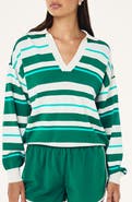 P.E Nation Retreat Stripe Johnny Collar Sweater