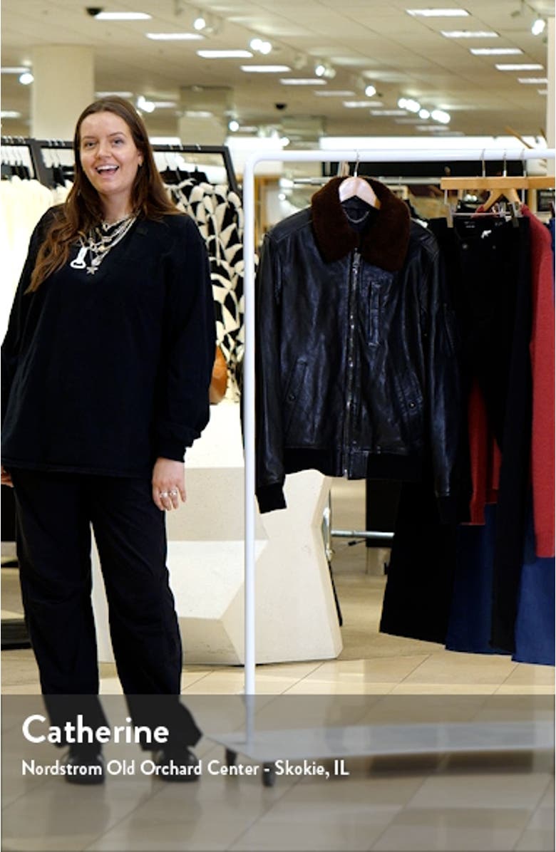 Alstone Leather Jacket with Genuine Shearling Collar, sales video thumbnail