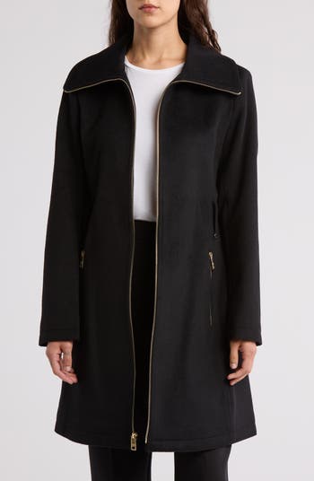 Michael Kors Belted Zip hot Wood Coat