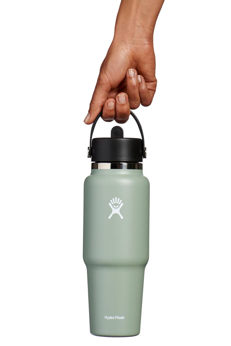32-Ounce Wide Mouth Travel Water Bottle with Flex Straw Cap, Alternate, color, AGAVE