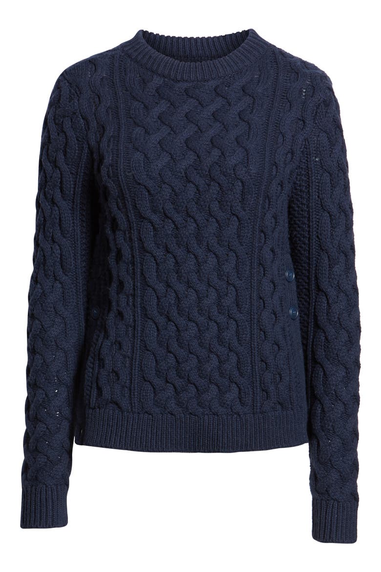 Fisherwoman Crewneck Pullover Sweater, Alternate, color, NAVY BLAZER