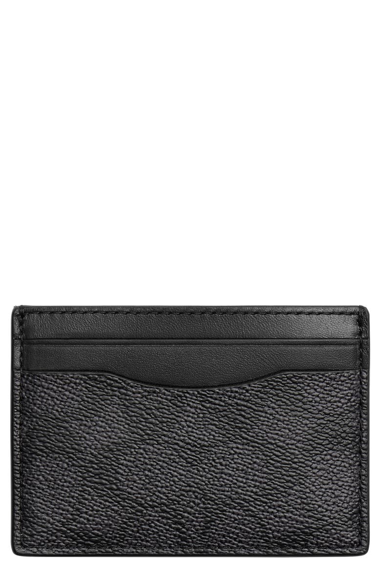 COACH Signature Money Clip Card Case, Main, color, Charcoal
