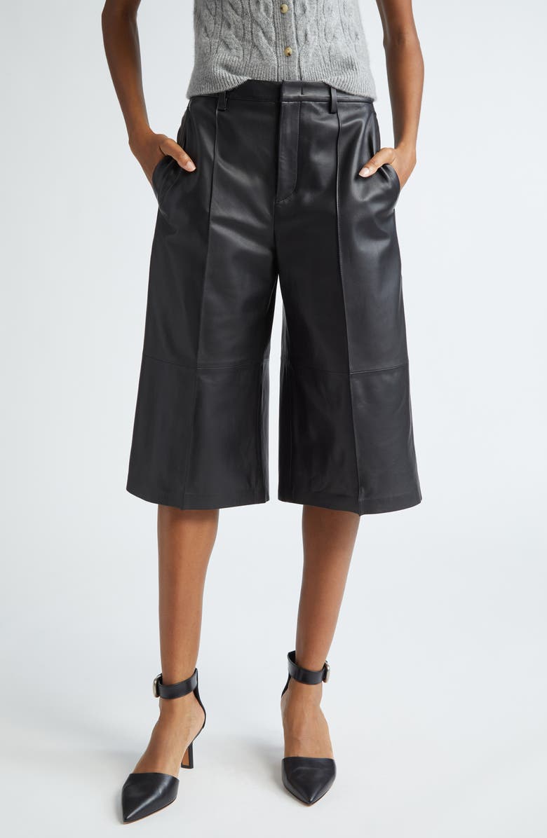 Vince Leather Bermuda Shorts, Main, color, 
