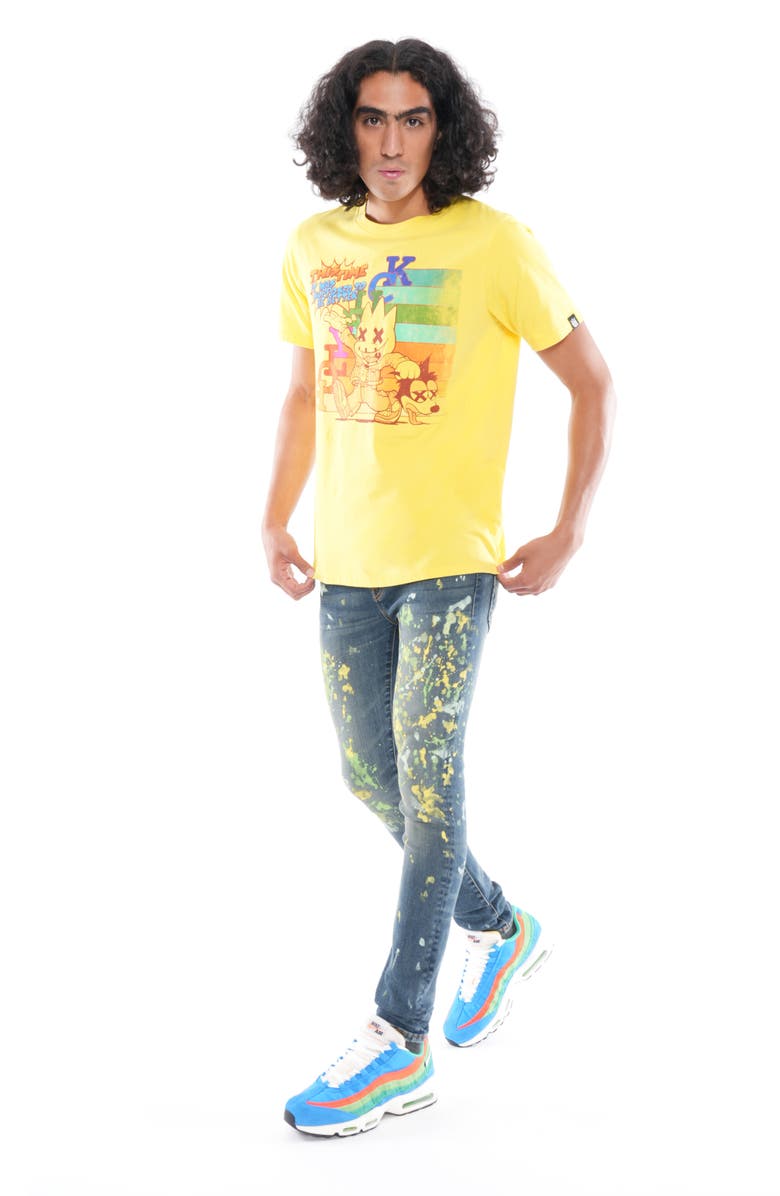 Cult of Individuality Punk Spattered Super Skinny Jeans, Alternate, color, Chaos