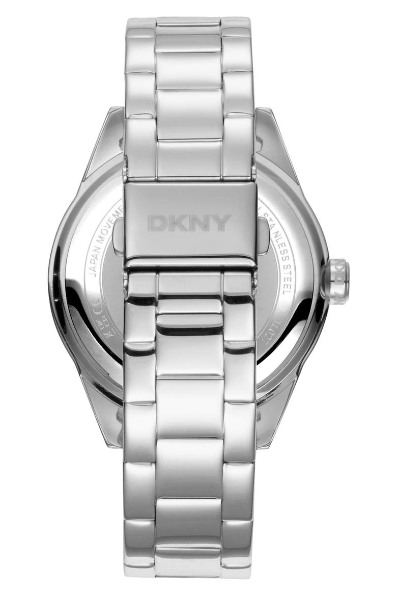 Crystal Embellished Three Hand Quartz Bracelet Watch, 40mm, Alternate, color, SILVER