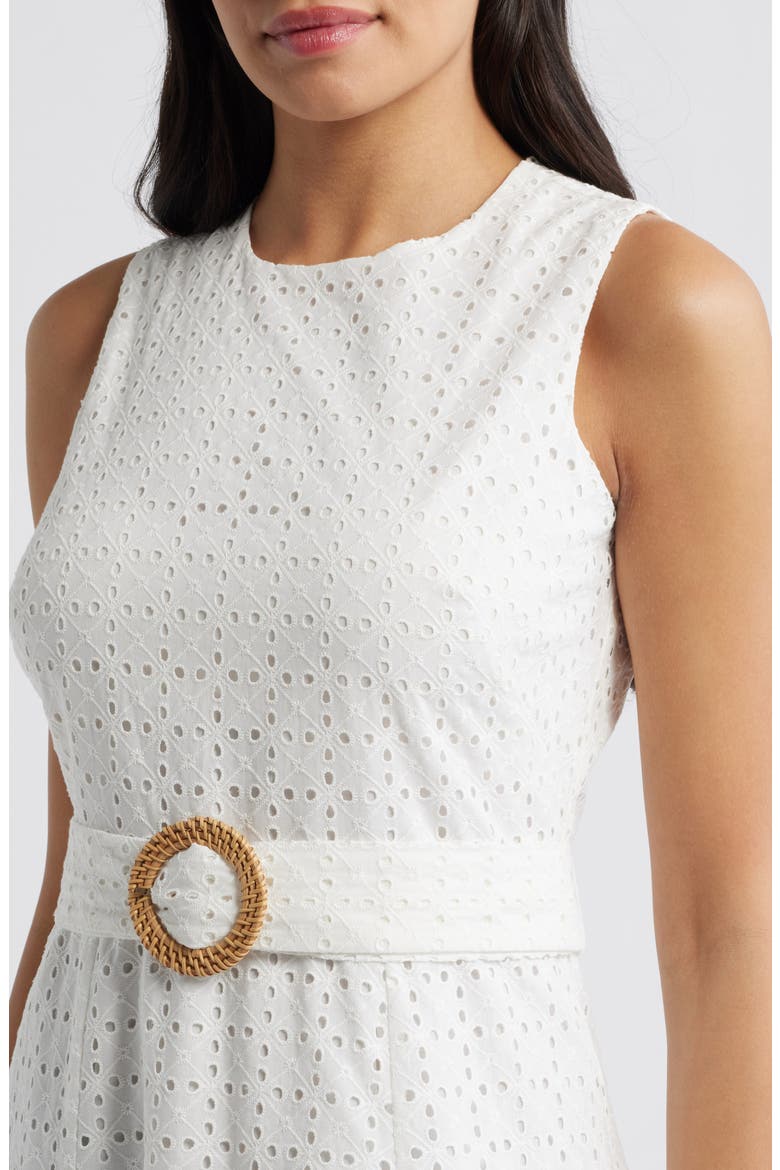 Eyelet Belted Sleeveless Maxi Dress, Alternate, color, IVORY